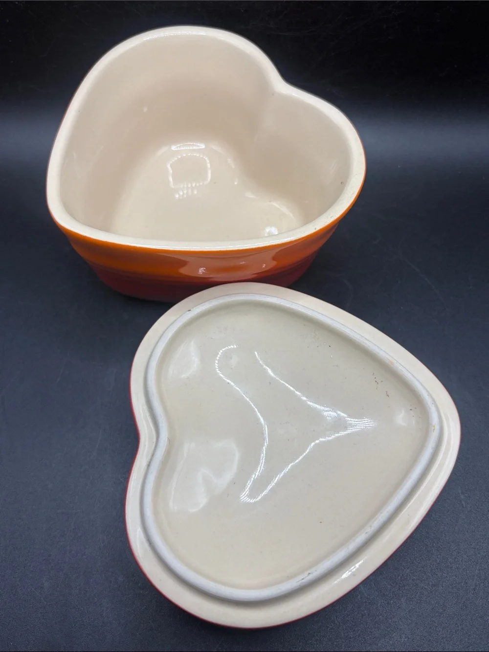 Le Creuset Petit Ramekin D'Amour Flame Red & Orange Lidded Stoneware Kitchenware